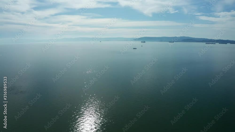 long and distant views across the bay to the mountain fog. long and distant views across the bay to the mountain fog.