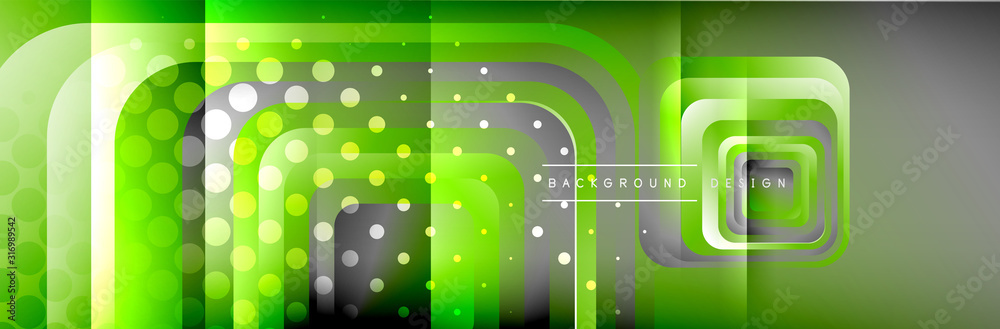 Fototapeta premium Round squares shapes composition geometric abstract background. Vector Illustration