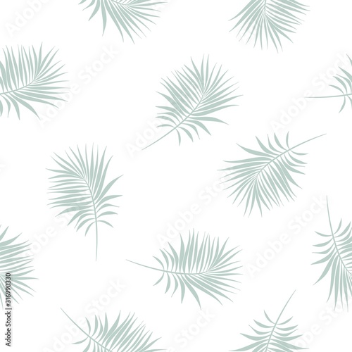 Seamless pattern with Palm Branches of green and aquamarine colors.