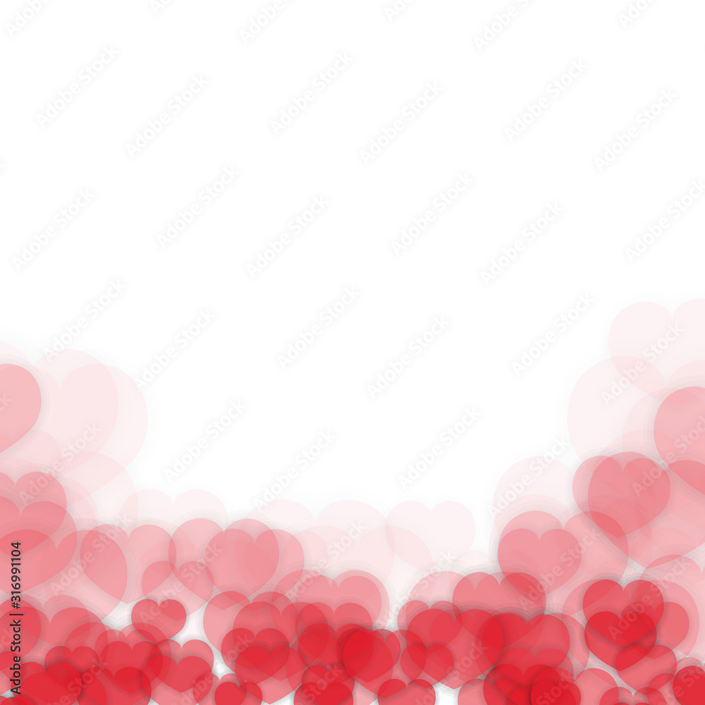Valentines Day Frame Border Design with Blurred Heart Stickers Scattered