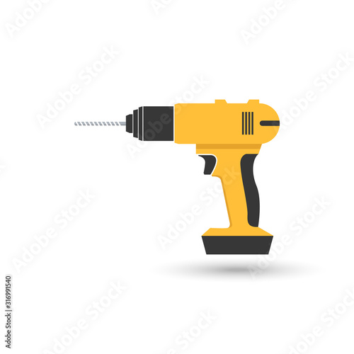 vector icon drill tools for repair tool kit sign, flat design style