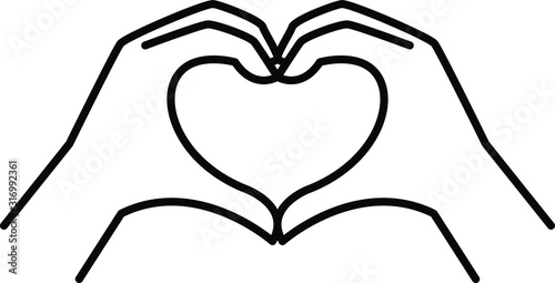 Hands making a heart symbol icon