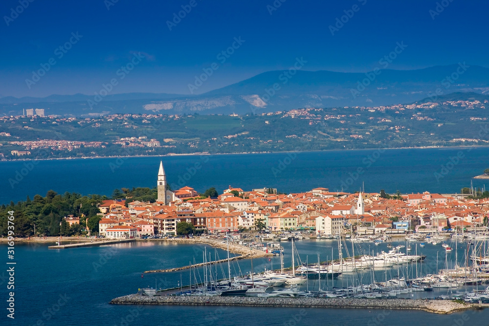 Obraz premium Bay and marina of Izola, Adriatic Slovenia, Europe,