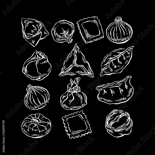Set of different dumplings