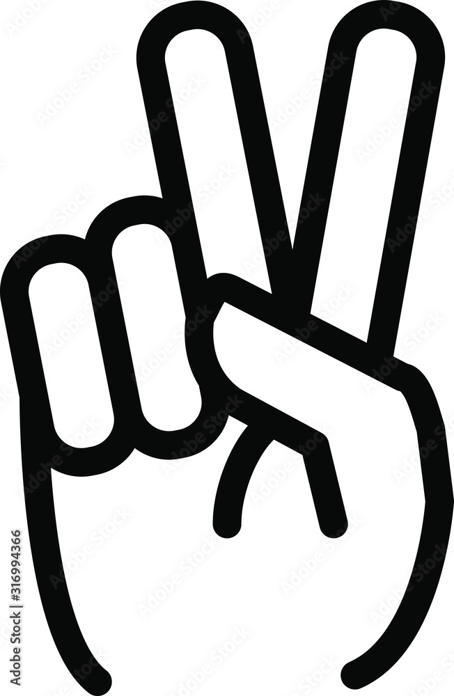 Obraz premium Hand gesture V icon