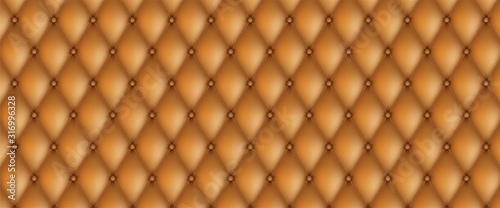 Decorative upholstery quilted background. Realistic leather texture sofa backdrop. photo