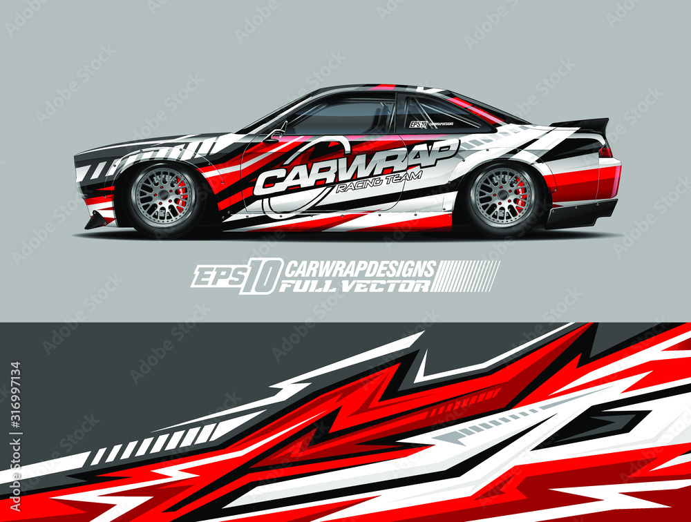 Rally car wrap decal design. Abstract stripe racing background designs for wrap cargo van, race car, pickup truck, adventure vehicle. Eps 10 Rally car wrap decal design. Abstract stripe racing background designs for wrap cargo van, race car, pickup truck, adventure vehicle. Eps 10
