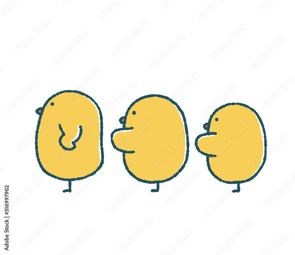 ゆるいひよこは前へ倣えで整列する Stock イラスト Adobe Stock