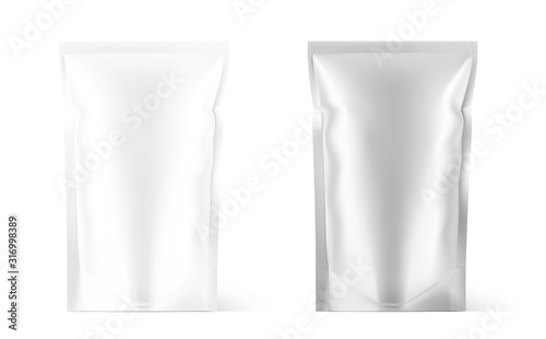 Pouch bag mockup isolated on white background. Vector illustration. Front view. Can be use for template your design, presentation, promo, ad. EPS10.	