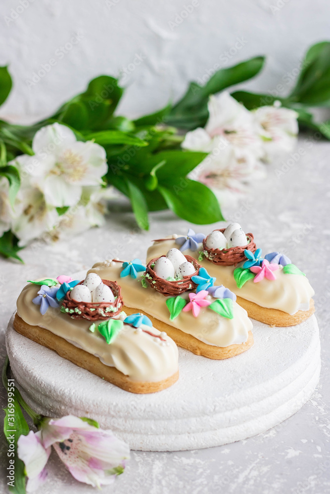Chocolate Marshmallows Eclairs with Easter Decor Chocolate Marshmallows Eclairs with Easter Decor