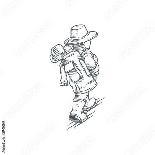 Caddie man Graphic Sign Vector Illustration logo vector