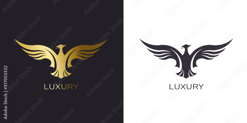 Phoenix Gold Rising Logo stylized golden firebird Phoenix Gold Rising Logo stylized golden firebird