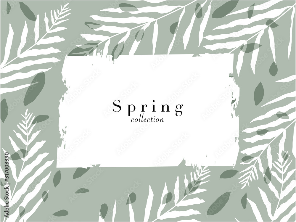 social media banner template for advertising spring arrivals collection or seasonal sales promotion. trendy hand drawn background textures and floral elements imitating watercolor paintings