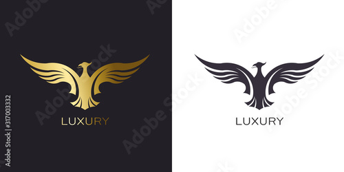 Phoenix Gold Rising Logo stylized golden firebird