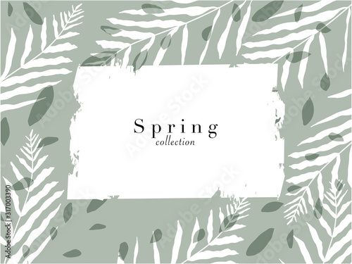 social media banner template for advertising spring arrivals collection or seasonal sales promotion. trendy hand drawn background textures and floral elements imitating watercolor paintings