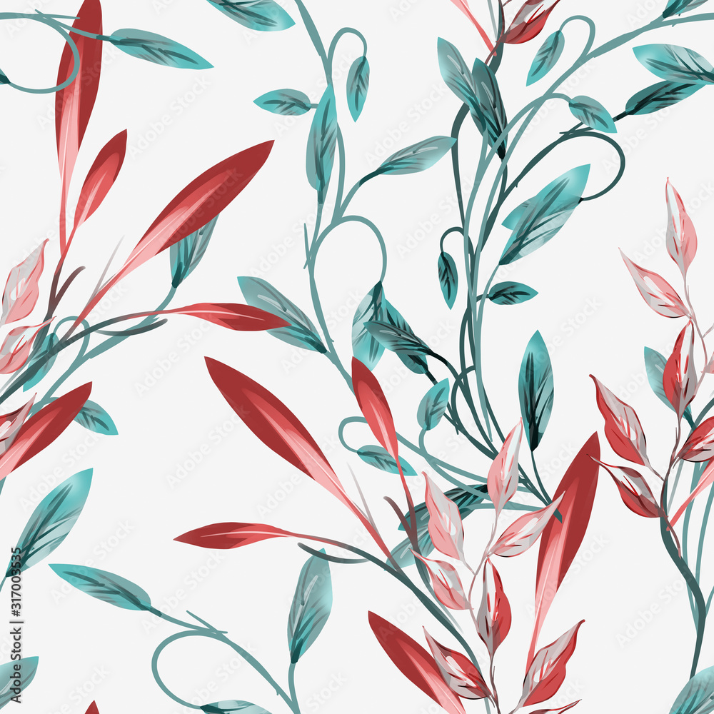 Leaves Seamless Pattern. Artistic Background. Leaves Seamless Pattern. Artistic Background.