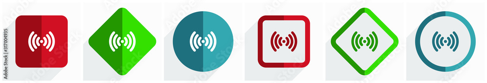Wifi icon set, flat design vector illustration in 6 options for webdesign and mobile applications in eps 10 Wifi icon set, flat design vector illustration in 6 options for webdesign and mobile applications in eps 10