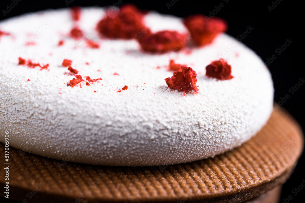 Naklejka premium Handmade Patisserie Confection. Creative Art of Confectionery. Close Up Detail View