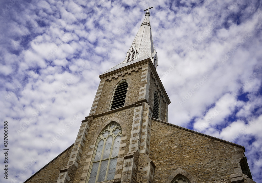 Cathedral of St. Peter-In-Chains tower in Peterborough, Canada