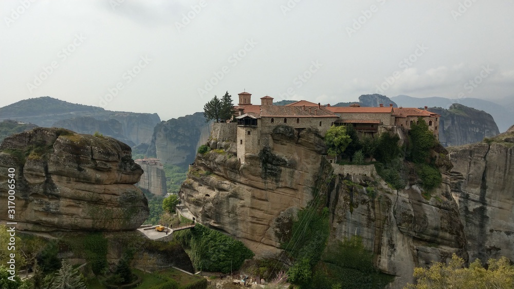 Landscape of the unique & beautiful geology and monastery`s of Meteora Greece.