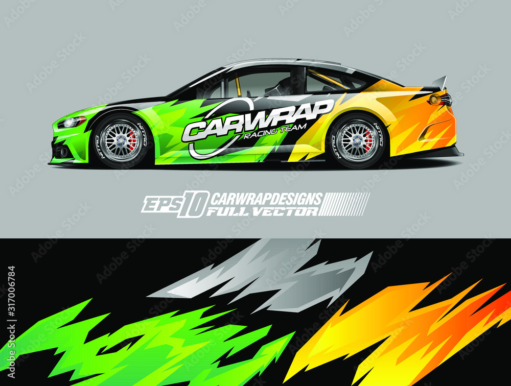 Rally car wrap decal design. Abstract stripe racing background designs for wrap cargo van, race car, pickup truck, adventure vehicle. Eps 10 Rally car wrap decal design. Abstract stripe racing background designs for wrap cargo van, race car, pickup truck, adventure vehicle. Eps 10