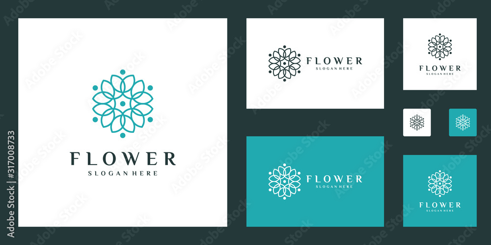 Minimalist elegant Flower logo design with line art style
