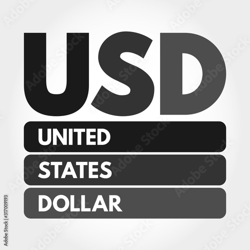 USD - United States Dollar acronym, business concept background