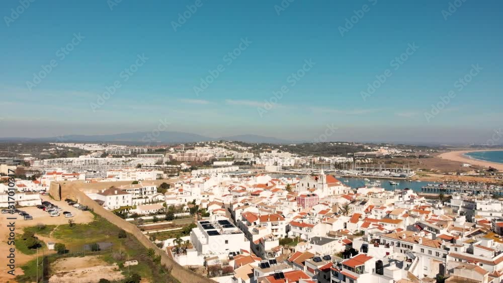 AERIAL: Flying over the city of Lagos in Portugal AERIAL: Flying over the city of Lagos in Portugal