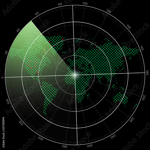 carte du monde et radar en vecteur
