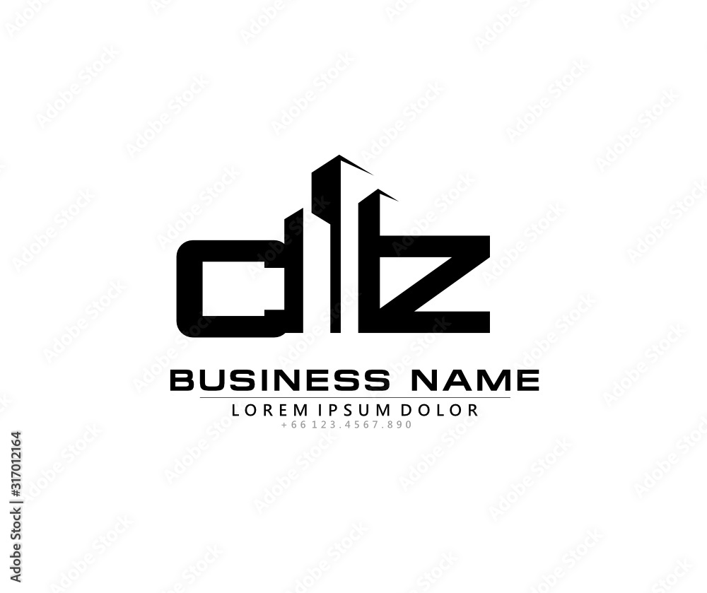 C Z CZ Initial building logo concept - obrazy, fototapety, plakaty 