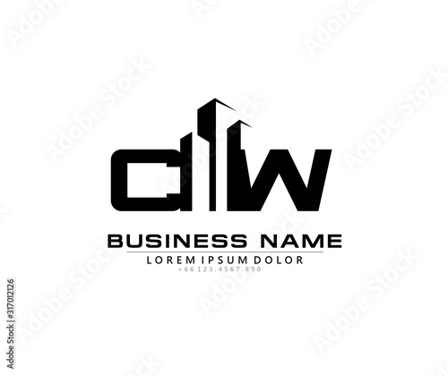 C W CW Initial building logo concept