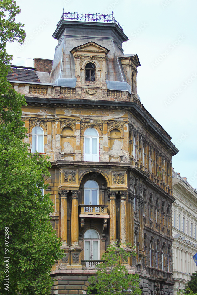 Facade of old house in Budapest