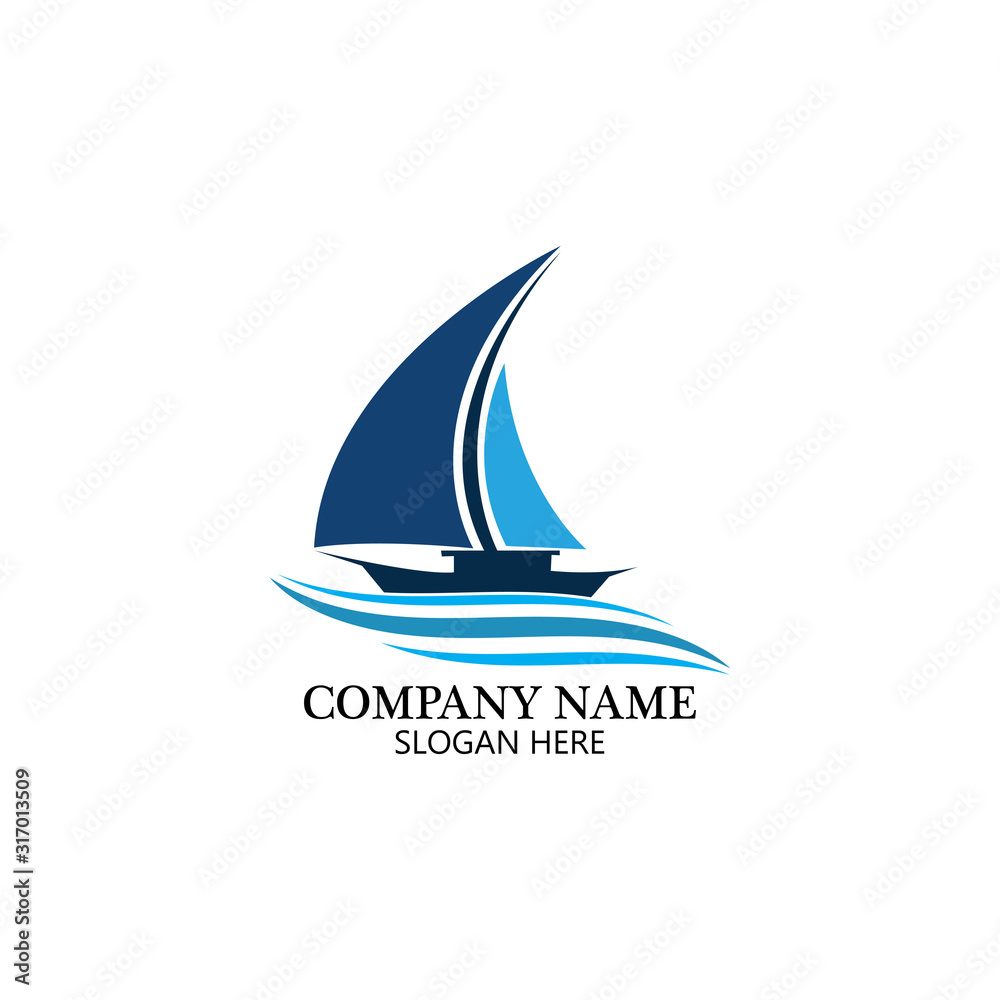 Sailing boat, Daily cruises, sea travel, vector logo-icon