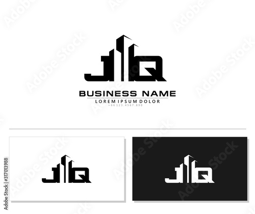 J Q JQ Initial building logo concept