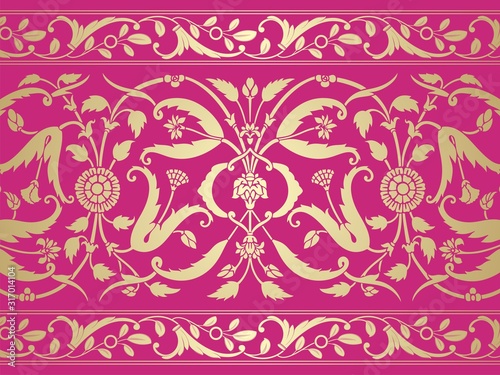 wedding card design, paisley floral pattern , India	