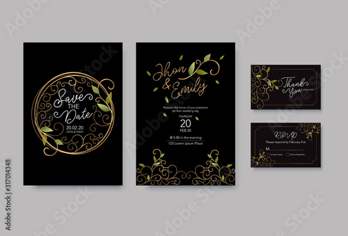 elegant wedding invitations, black