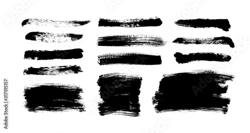 Painted grunge brush strokes vector collection. Hand drawn ink brush stroke, lines, boxes, design elements, background isolated on white.