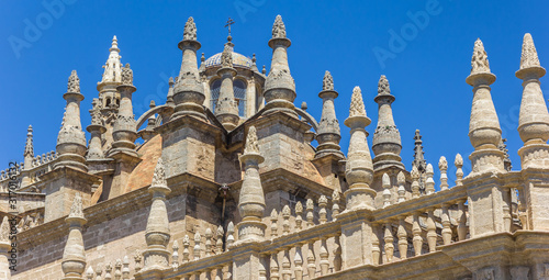Panorama of the decorated roof of the cathedral in Sevilla, Spain © venemama