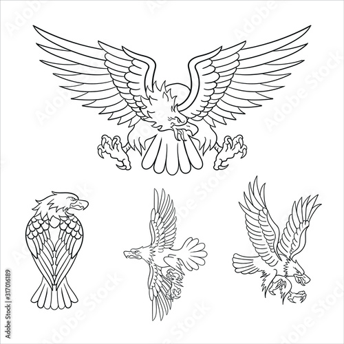 Classic retro eagles tattoo illustration design biker motorcycle art