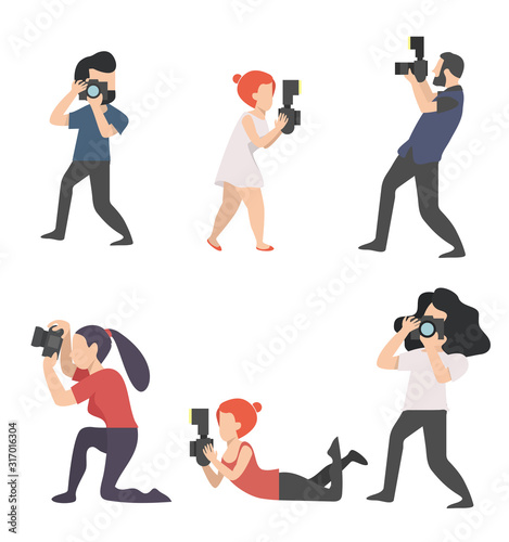 Photographers Taking camera vector Set