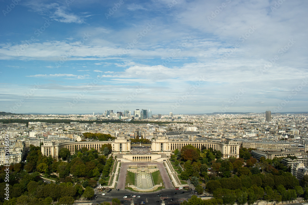 Aerial view of Paris downtown