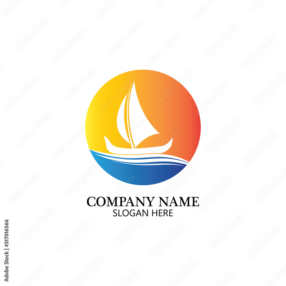 Sailing boat, Daily cruises, sea travel, vector logo-icon Sailing boat, Daily cruises, sea travel, vector logo-icon