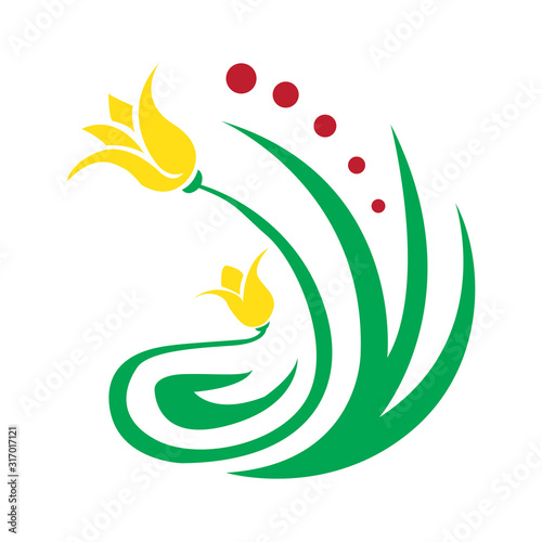 vector flower logo design and ornament