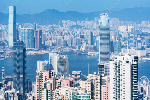 View of the city at day time. Hong Kong.