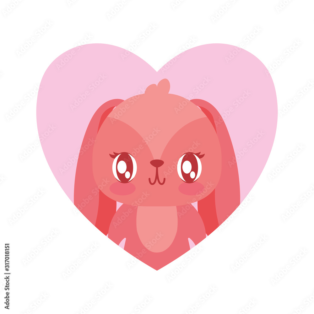 Isolated rabbit cartoon and heart vector design Isolated rabbit cartoon and heart vector design