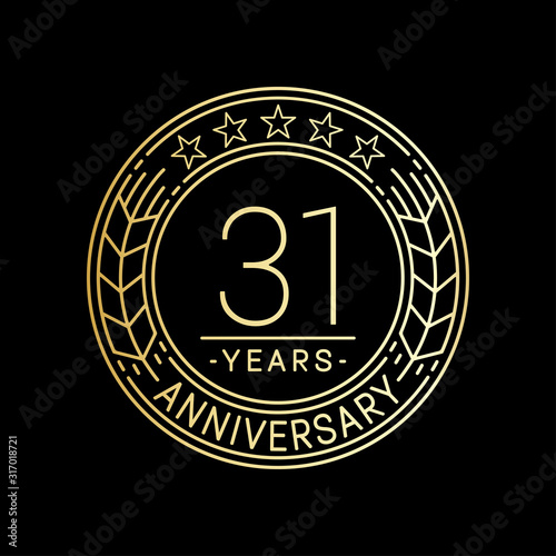 31 years anniversary logo template. 31st line art vector and illustration.