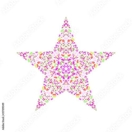 Isolated floral mosaic ornament star polygon - colorful geometrical vector element on white background