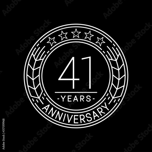 41 years anniversary logo template. 41st line art vector and illustration.
