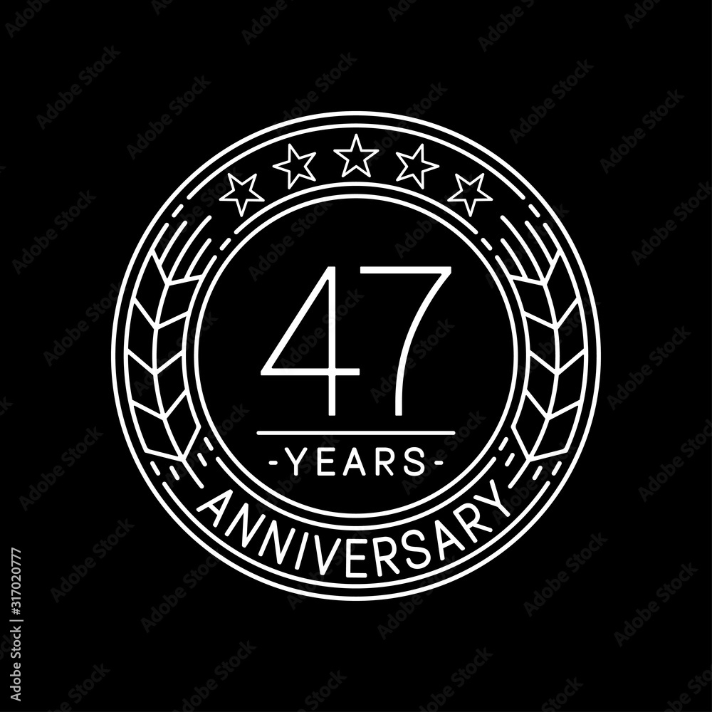 47 years anniversary logo template. 47th line art vector and illustration. 47 years anniversary logo template. 47th line art vector and illustration.
