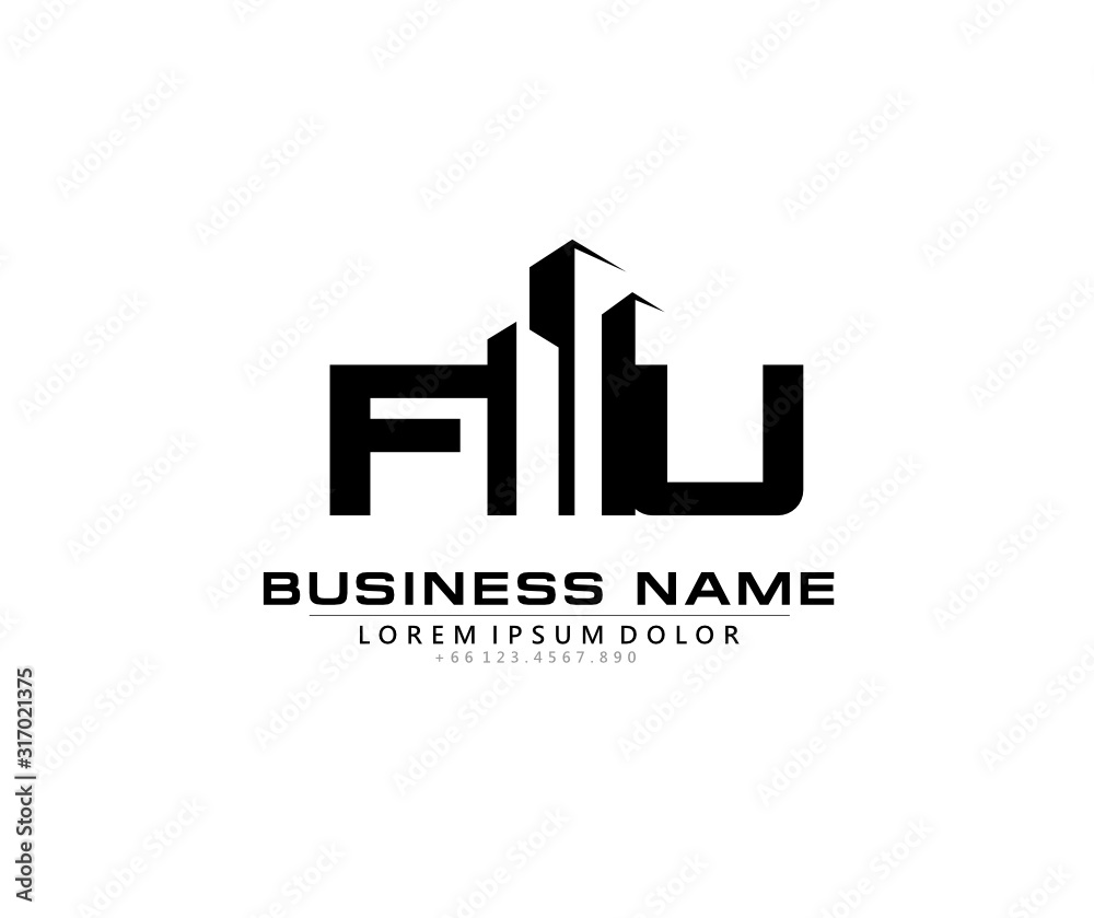 F U FU Initial building logo concept
